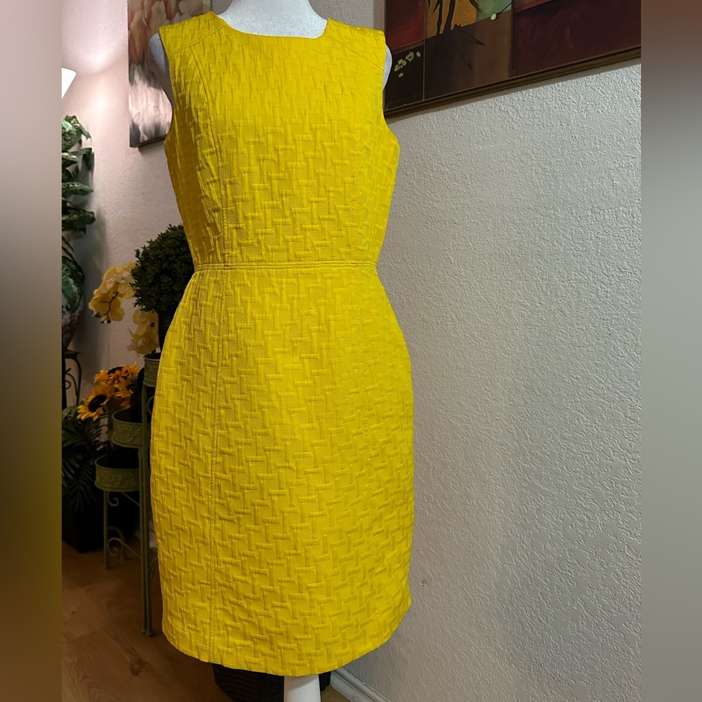 Banana Republic Yellow Textured Midi Dress